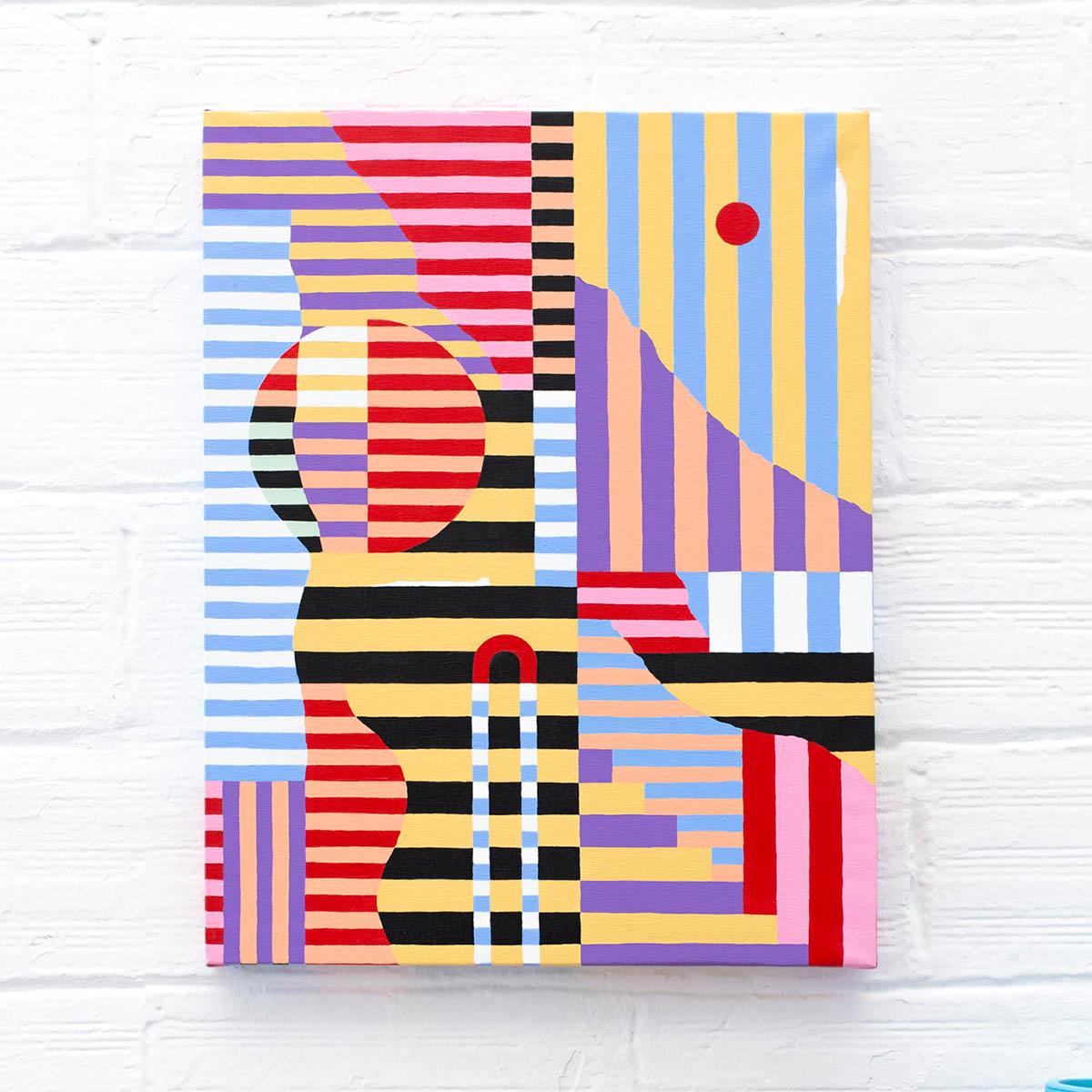 Abstract 131 - Painting, Stripes, White, Pink, Contemporary, Art, Mireia Ruiz For Sale 2
