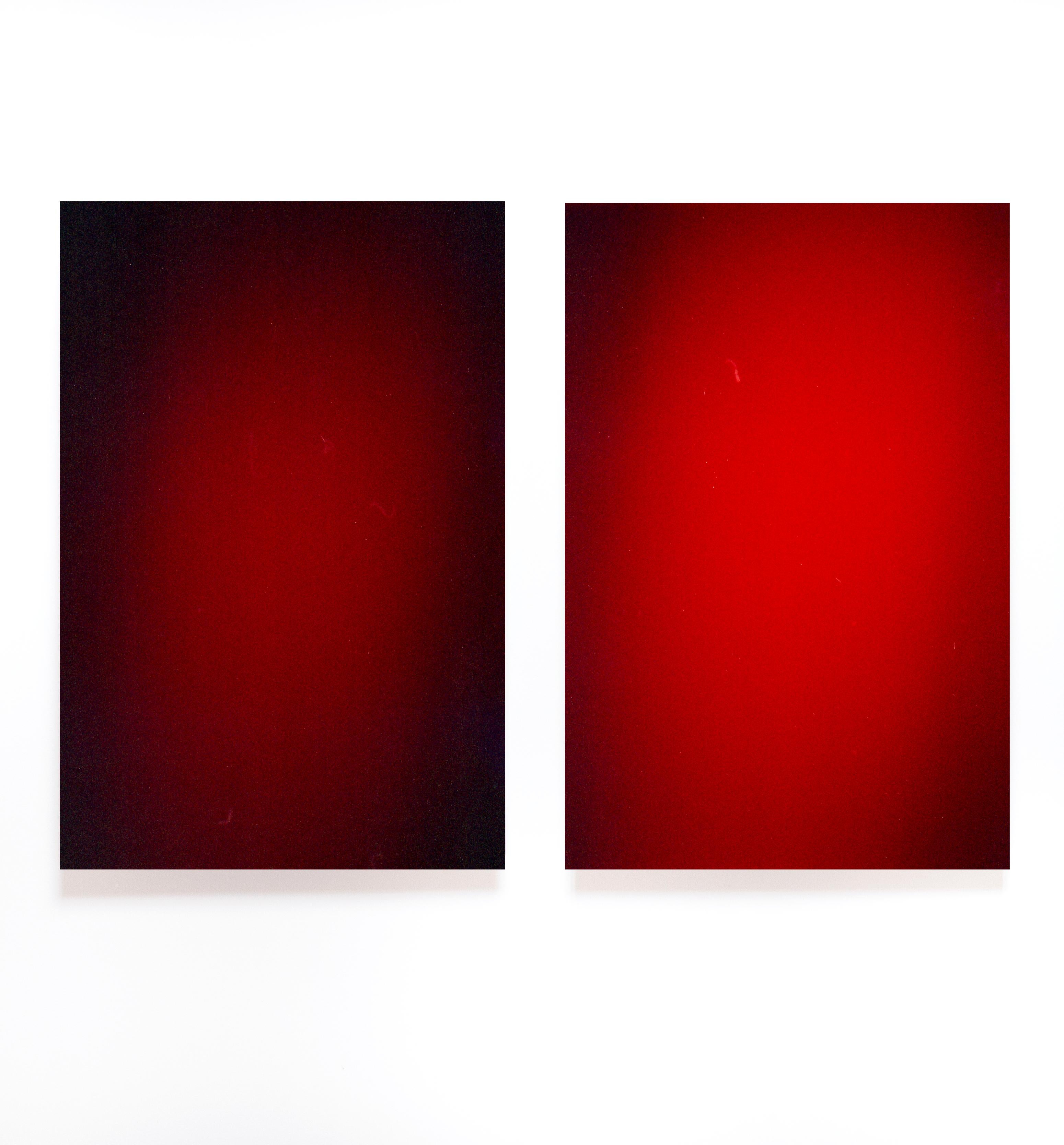 Light Surface Diptych Red - Fine Art Photography, Abstract, Esther Navarro For Sale 1