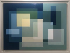 Blissful Geometry - Abstract Painting, Blue, Contemporary, Art, Salvador Santos