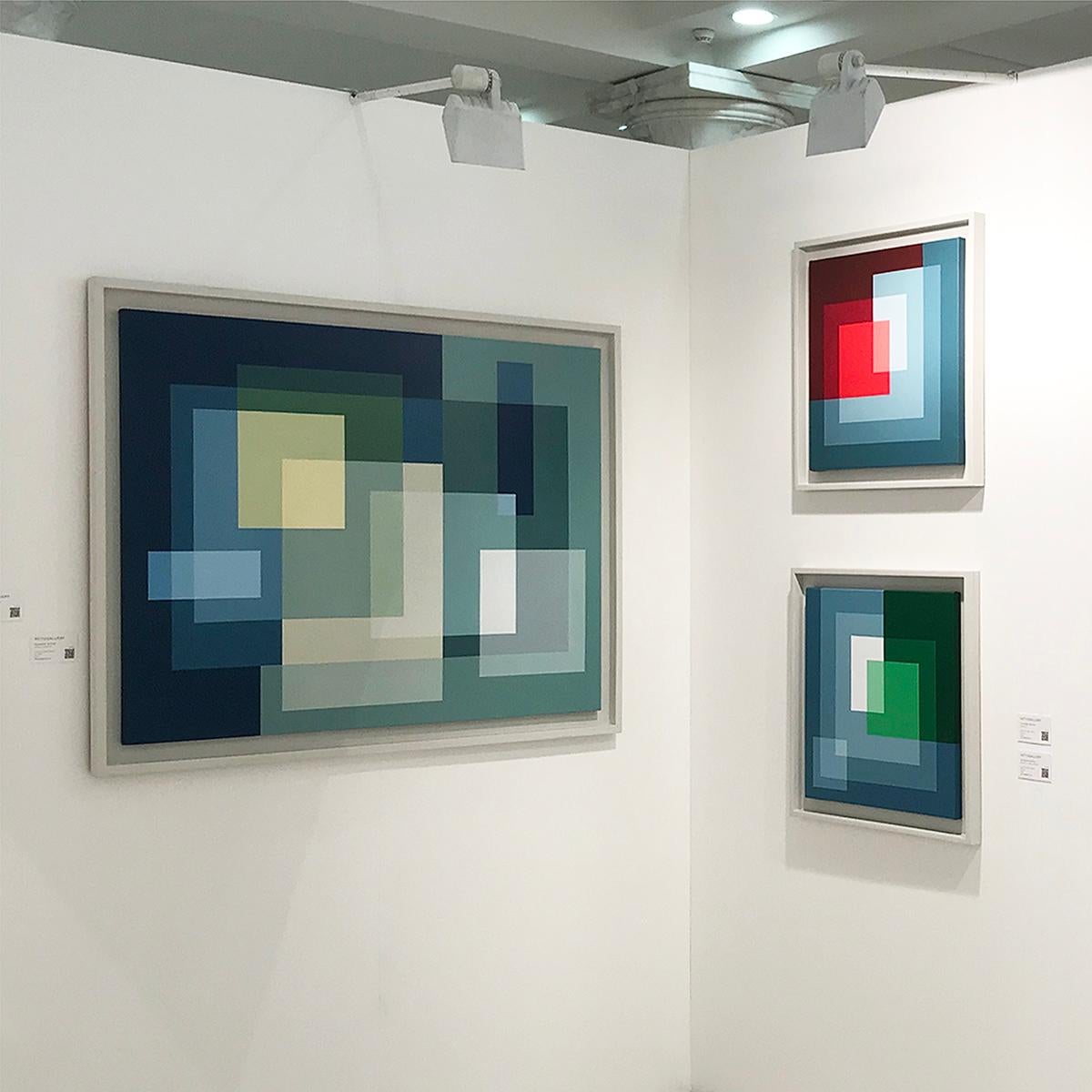 Grün & Blau – Abstraktes geometrisches Gemälde, zeitgenössisch, Kunst, Salvador Santos im Angebot 5