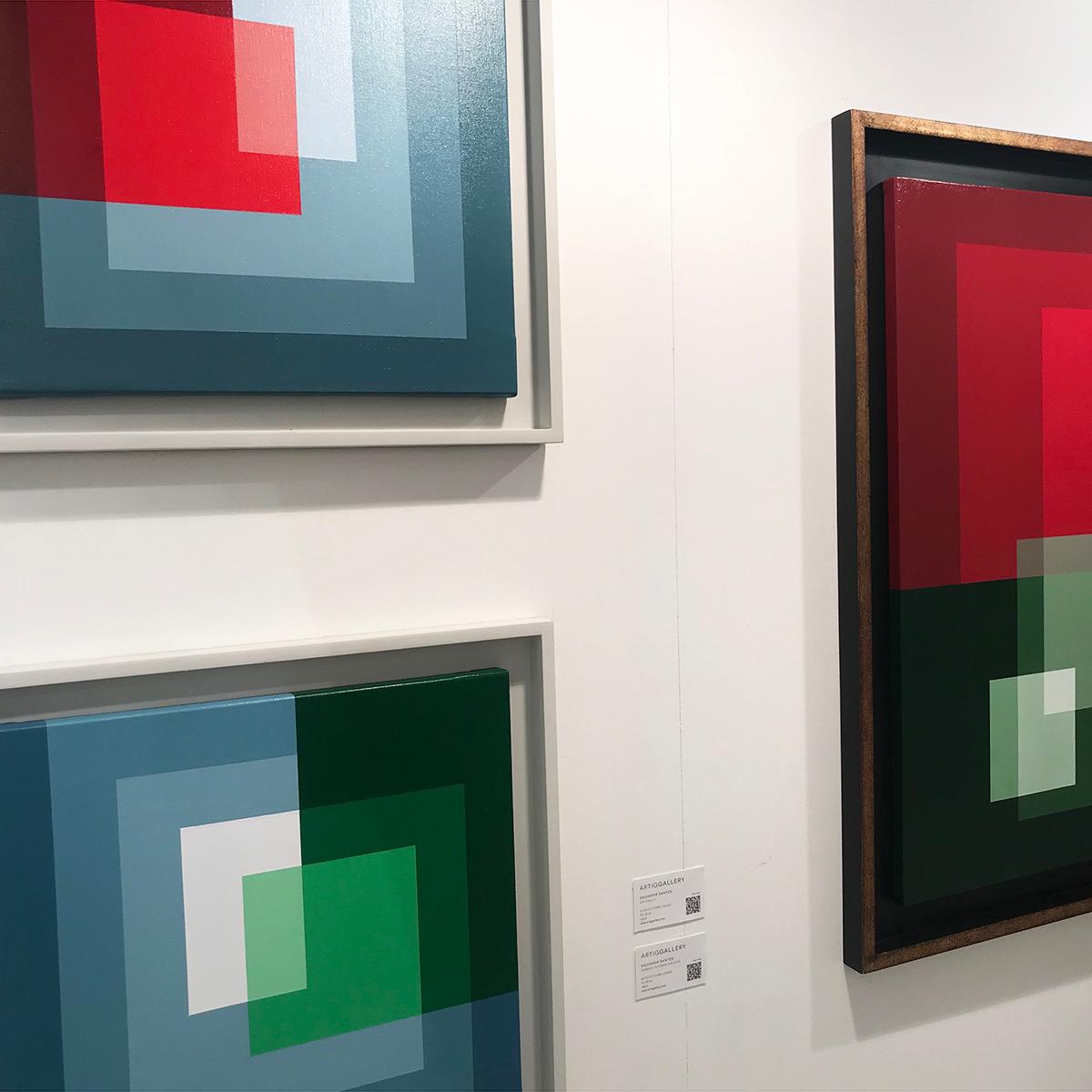 Grün & Blau – Abstraktes geometrisches Gemälde, zeitgenössisch, Kunst, Salvador Santos im Angebot 4
