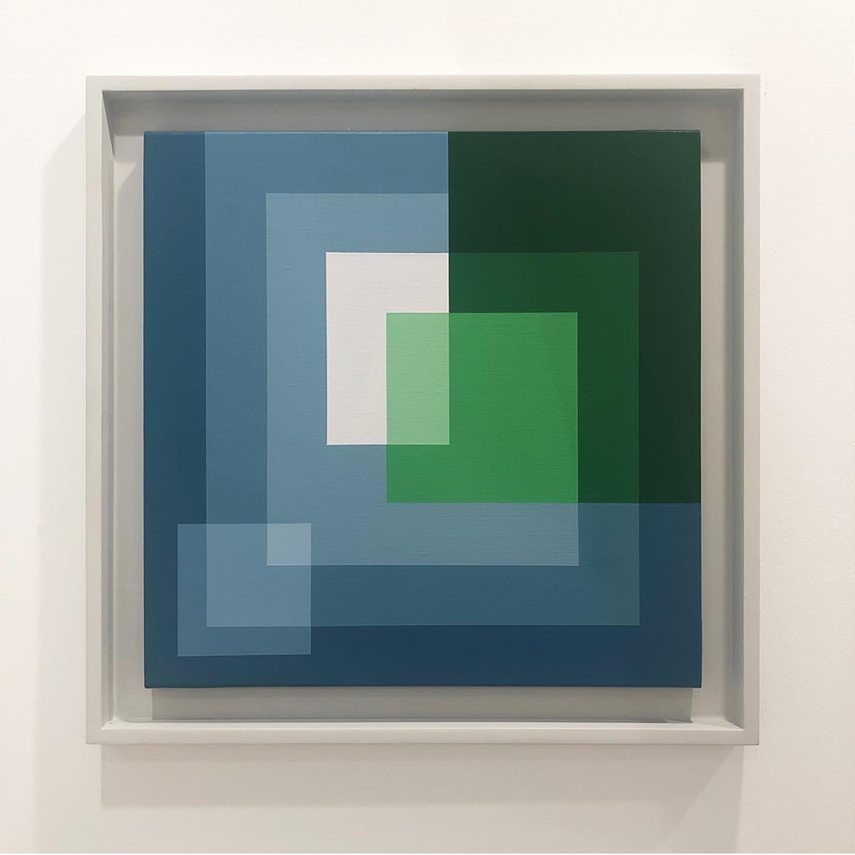 Grün & Blau – Abstraktes geometrisches Gemälde, zeitgenössisch, Kunst, Salvador Santos im Angebot 2