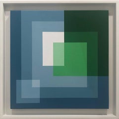 Grün & Blau – Abstraktes geometrisches Gemälde, zeitgenössisch, Kunst, Salvador Santos