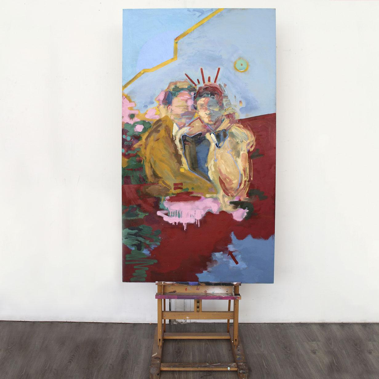 Abrazo - Abstrakter Expressionismus, Malerei, Acryl, Leinwand, Elías Peña Salvador im Angebot 3