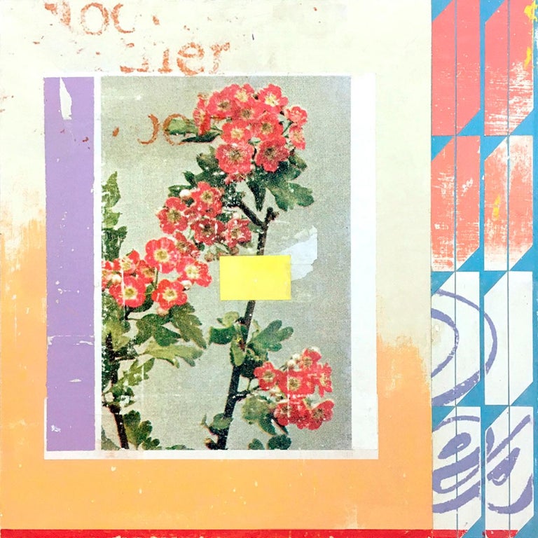 Red Hawthorn - Collage, Mixed Media, Flowers, Contemporary, Art, Kareem Rizk - Painting by Kareem Rizk
