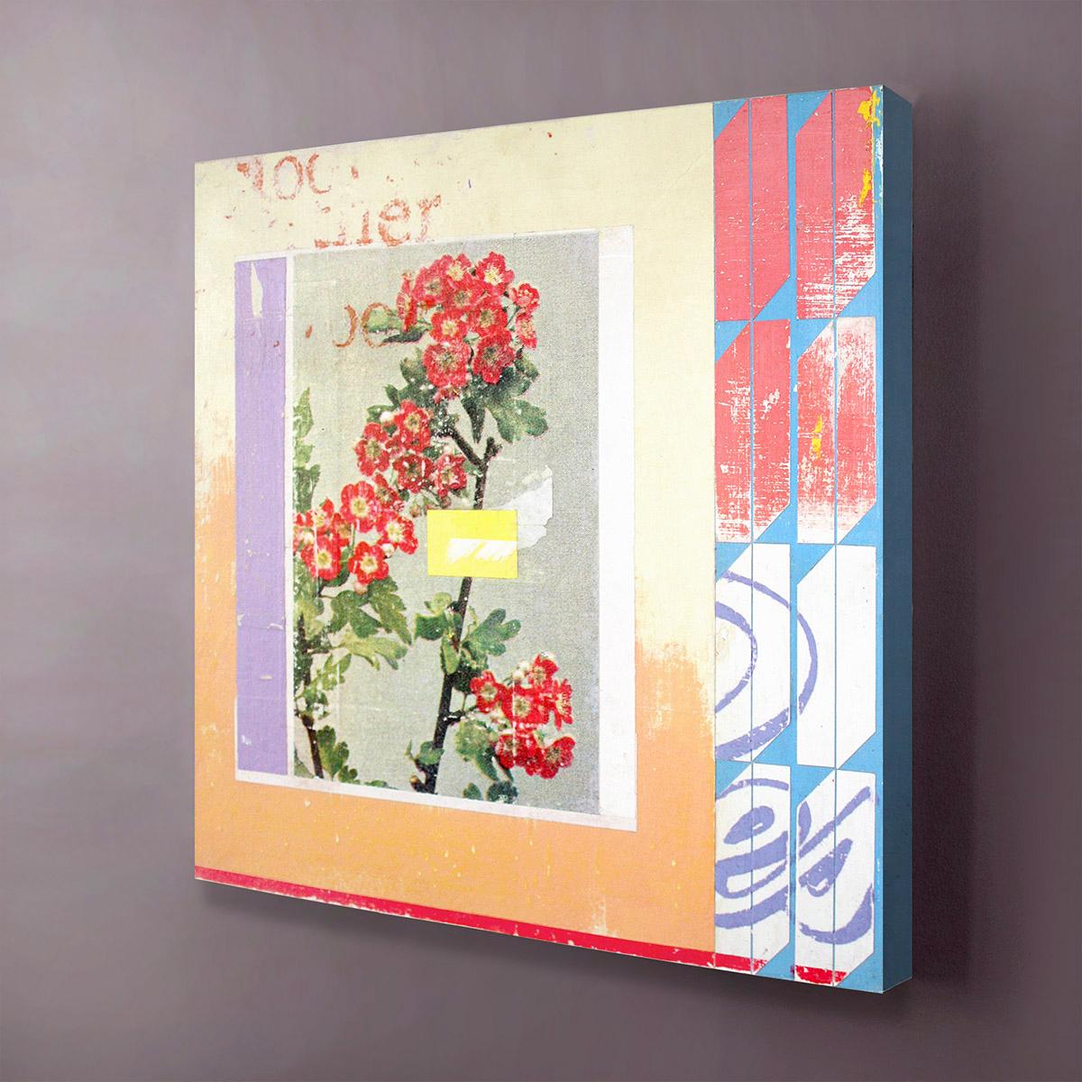 Red Hawthorn - Collage, Mixed Media, Flowers, Contemporary, Art, Kareem Rizk For Sale 1