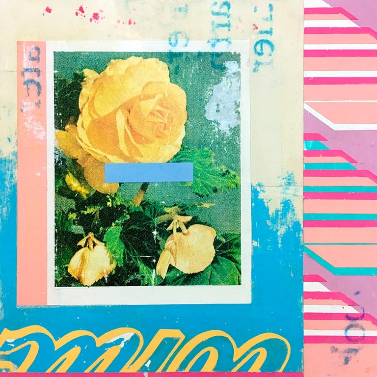 Yellow Rose -  Collage, Mixed Media, Flowers, Contemporary, Art, Kareem Rizk - Painting by Kareem Rizk