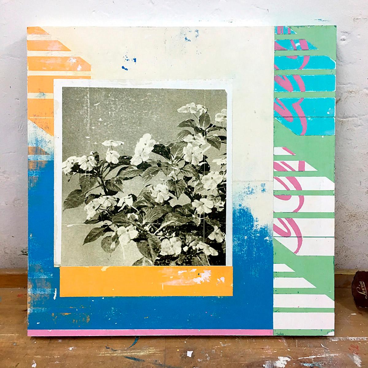 Impatiens -  Collage, Mixed Media, Flowers, Contemporary, Art, Kareem Rizk For Sale 4