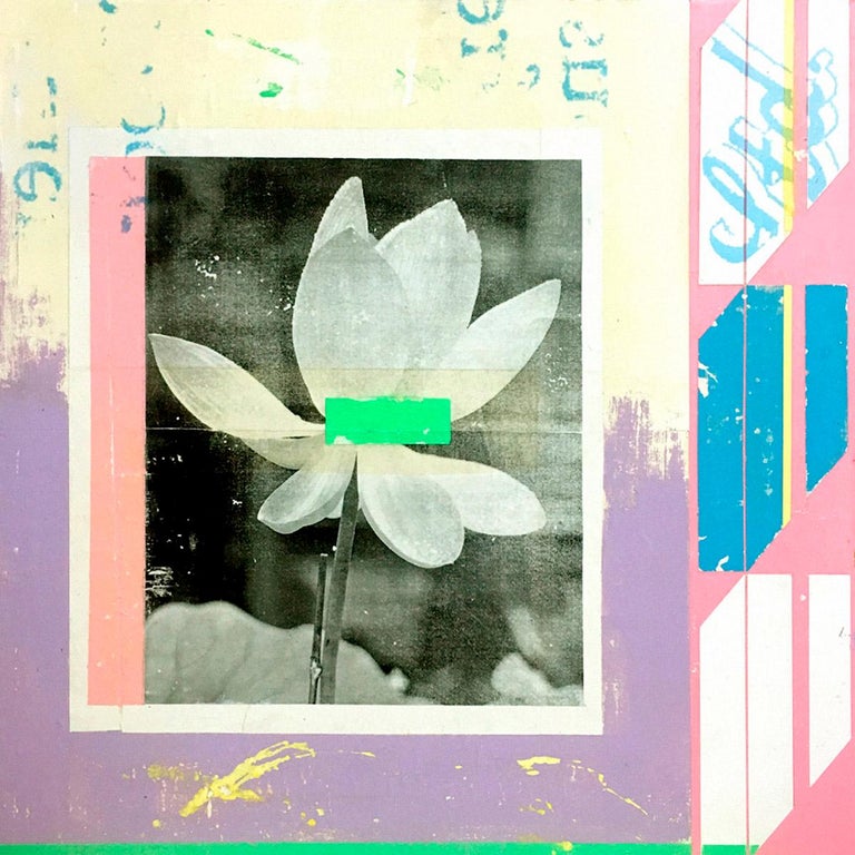 Lotus -  Collage, Mixed Media, Flowers, Vintage, Contemporary, Art, Kareem Rizk - Painting by Kareem Rizk