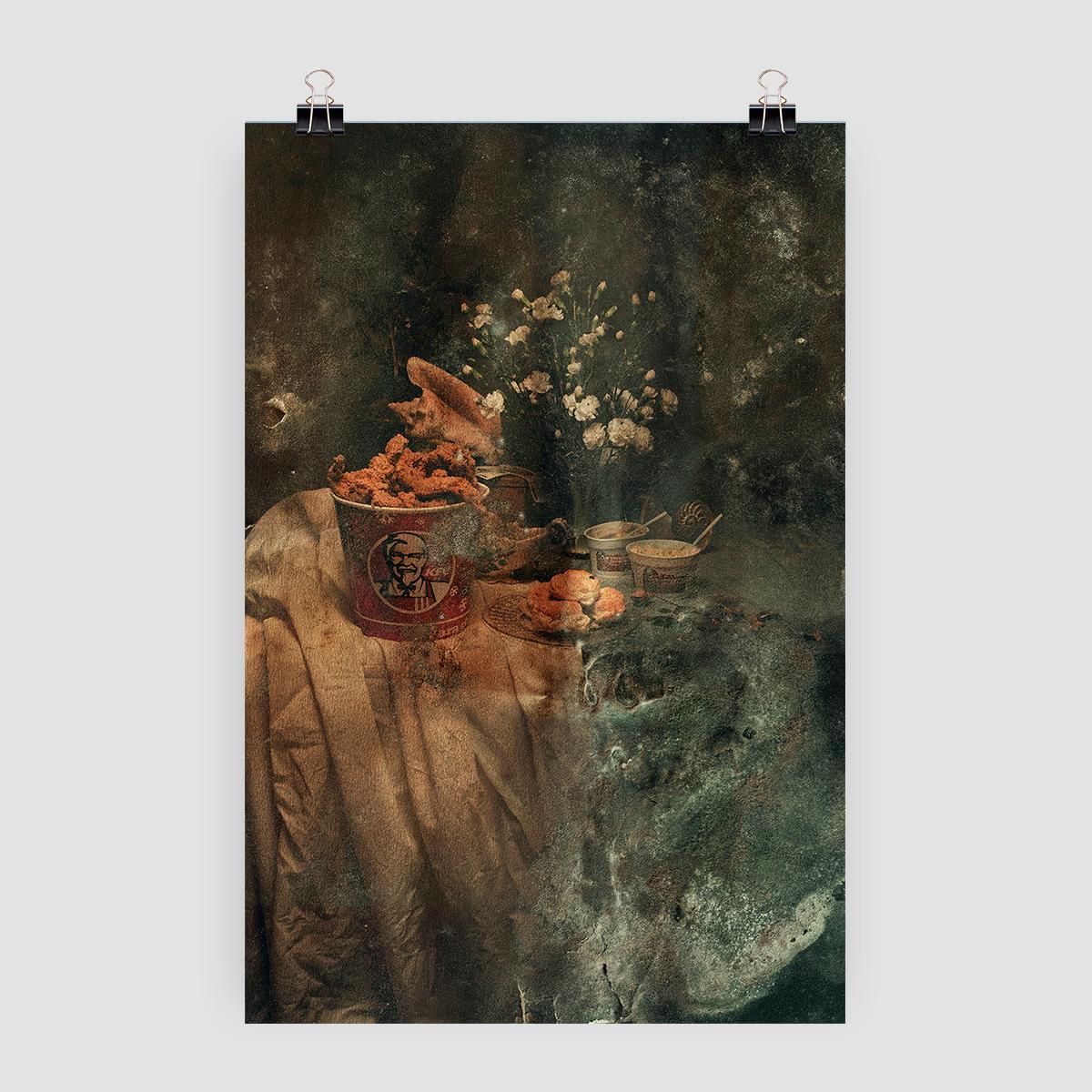 Aaron Alamo uses the typical visual elements of the Baroque Vanitas, adding some contemporary objects, but his message transcends a mere aesthetic, as he plays with our idea of photography and art as eternal elements. His work is a photograph of a