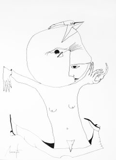 Personajes Postistas 03 - Surrealist Painting, Ink on Paper, Antonio Beneyto
