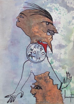 Díptico Beneytiano 1 - Surrealist Painting, Ink on Paper, Art, Antonio Beneyto