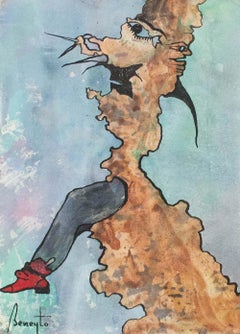 Díptico Beneytiano 2 - Surrealist Painting, Ink on Paper, Art, Antonio Beneyto