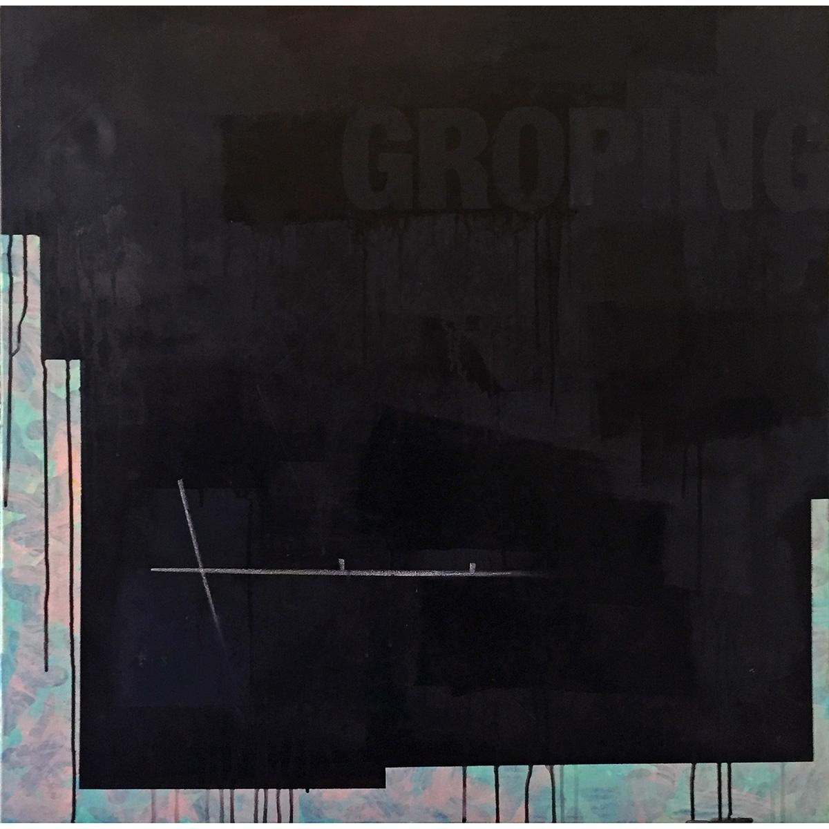 Groping - Painting, Black & White, Text, Contemporary, Art, Norberto Sayegh For Sale 3