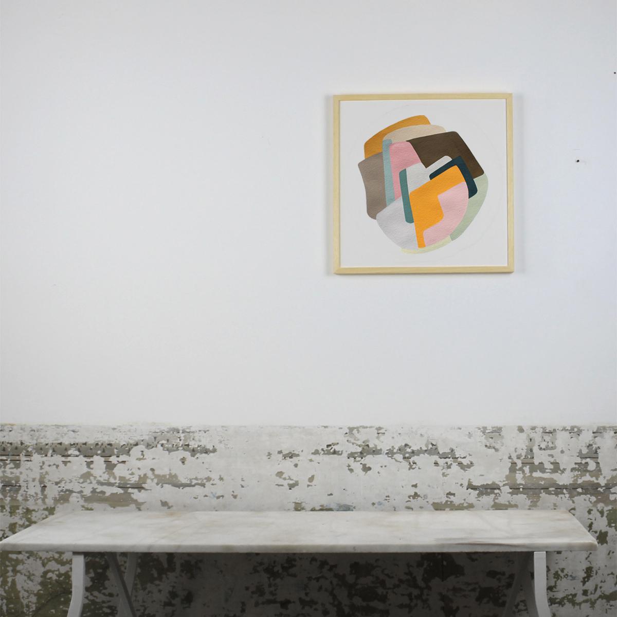 Diámetro 40 N°6 - Abstract Painting, Orange, Pink, Fine Art, Claudia Vivero  For Sale 2
