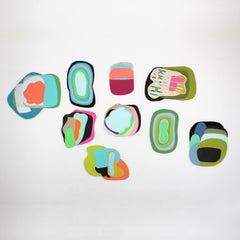 "Superpuestos" - Abstract, Mixed Media, Installation, Pink, Blue, Claudia Vivero