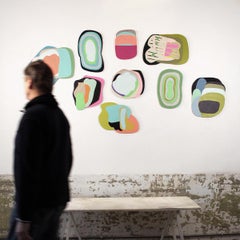 "Superpuestos" - Abstract, Mixed Media, Installation, Pink, Blue, Claudia Vivero