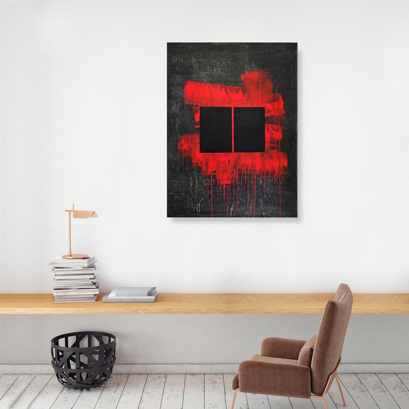 Libro Oscuro 4 - Conceptual Painting, Red, Contemporary, Art, Norberto Sayegh For Sale 4