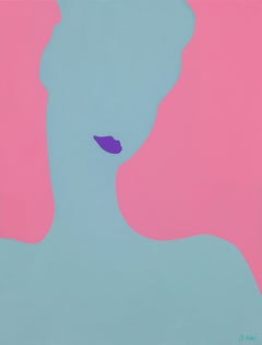 Young lady with violet lips - Pop Painting, Acrylic on Canvas, Contemporary