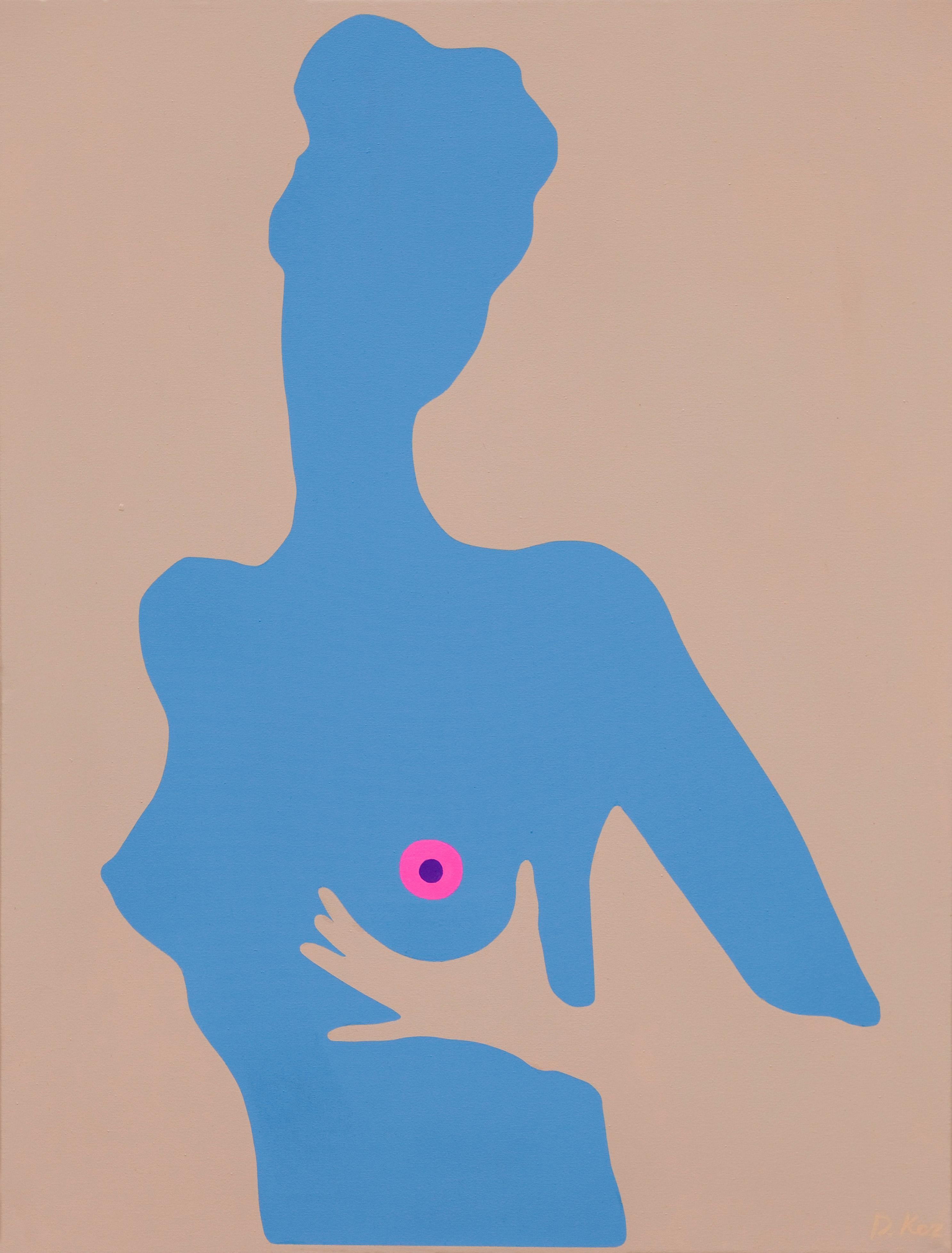 Daniel Kozeletckiy Nude Painting - Young girl with a purple nipple - Pop Painting, Acrylic on Canvas, Contemporary