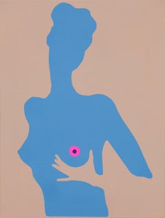 Young girl with a purple nipple - Pop Painting, Acrylic on Canvas, Contemporary
