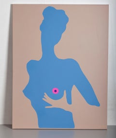 Young girl with a purple nipple - Pop Painting, Acrylic on Canvas, Contemporary