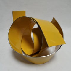 Línies Yellow 28 - Abstract, Outdoor Sculpture, Contemporary, Art, Rafael Amorós