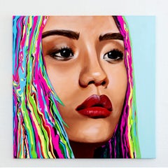 Amida - Figurative Painting, Pop Art, Portrait, Pink, Contemporary, Art, Yeliza