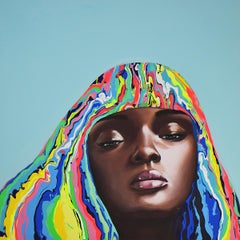 Dara - Figurative Painting, Pop Art, Portrait, Pink, Contemporary, Art, Yeliza