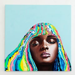 Dara - Figurative Painting, Pop Art, Portrait, Pink, Contemporary, Art, Yeliza