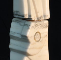 Totem - Marble Sculpture, Abstract, Stone, Contemporary, Art, White, Marco Brás