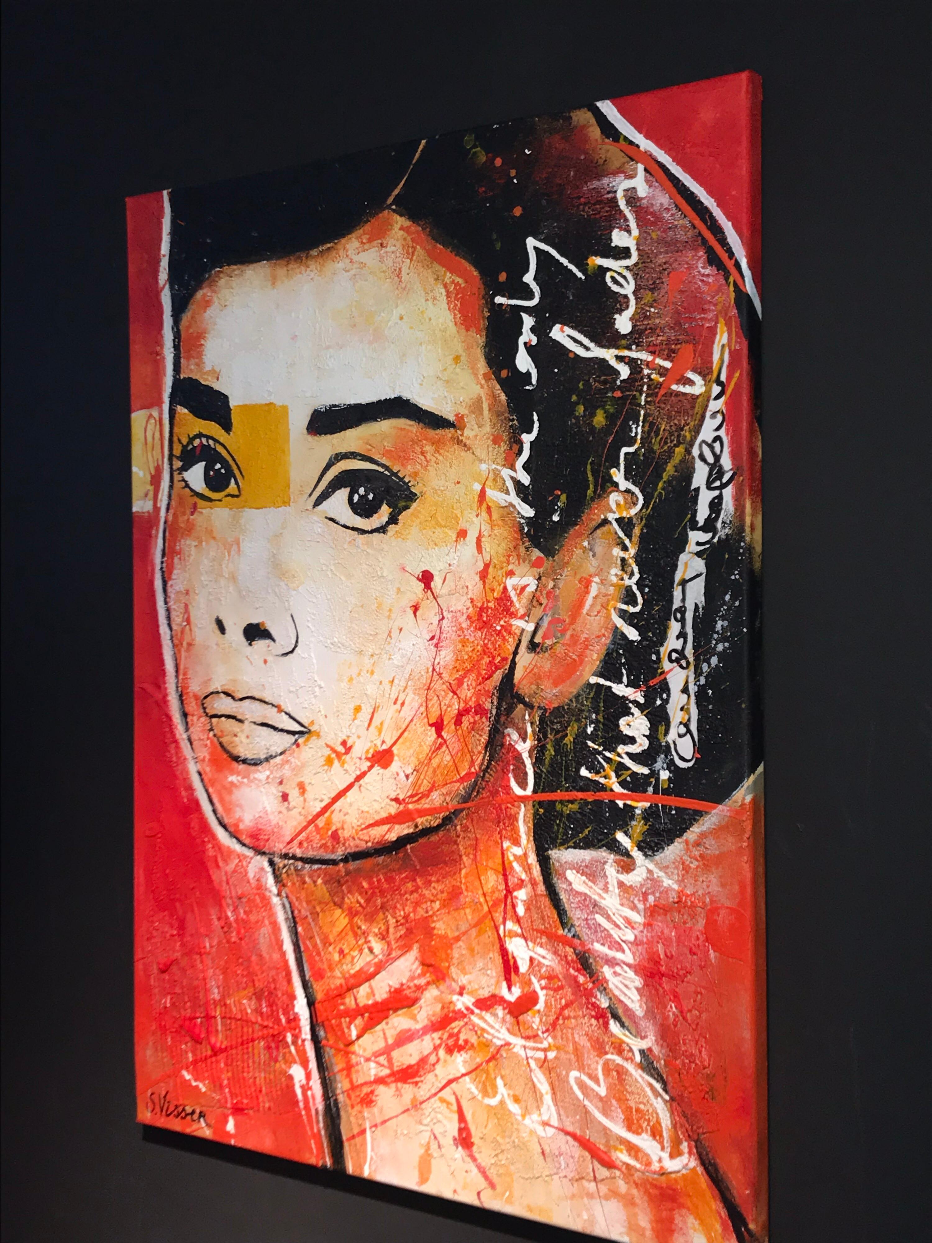 Audrey - Acryl on canvas - Mixed technique - Handsigned Cert. of auth. - Modern Painting by Suzanne Visser