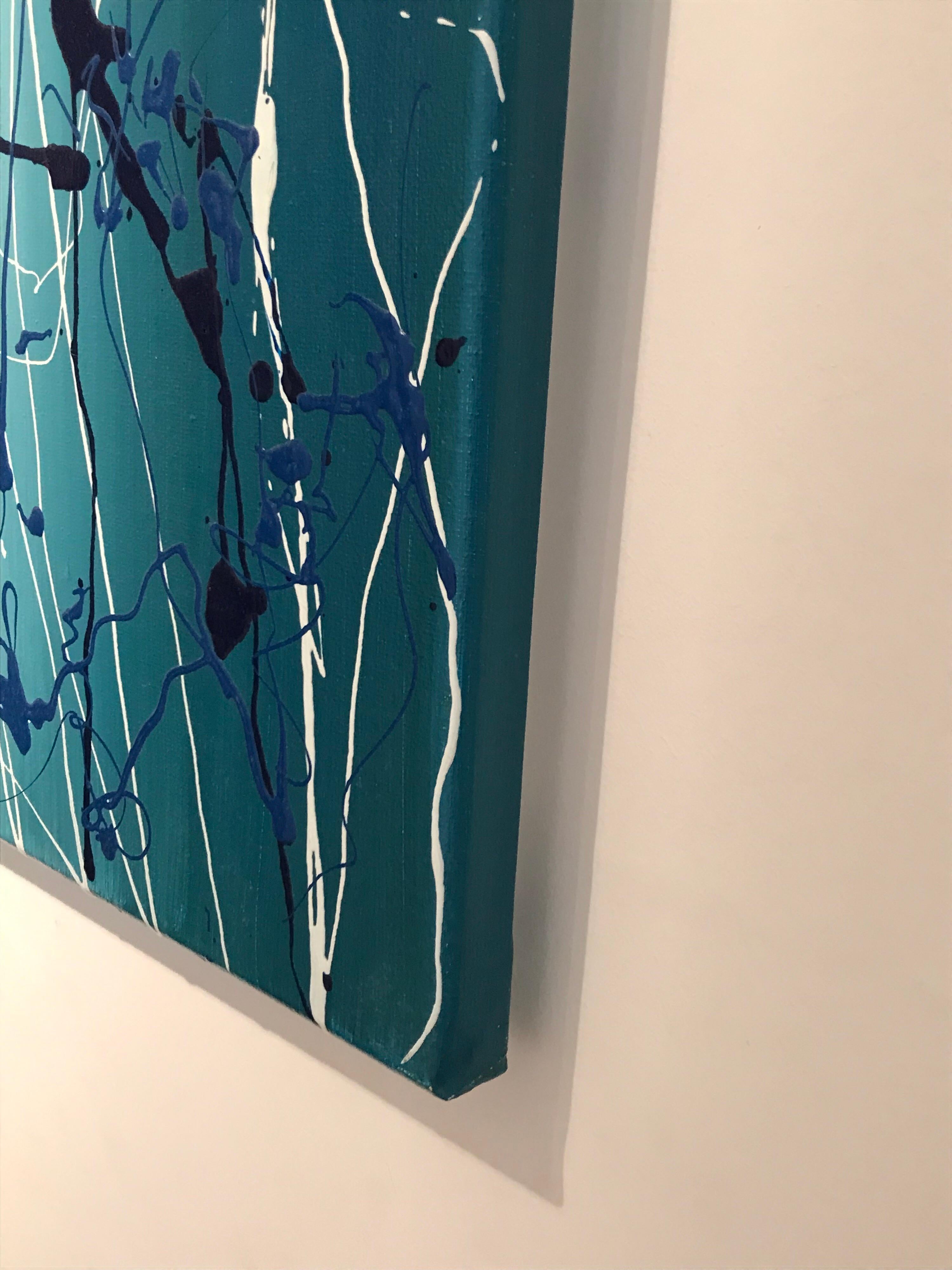 Blauwe nacht - 2016/13 - Pintura acrílica sobre lienzo - 80 x 60 cm - MICO - Abstract Painting Azul de Abraham William Artmico