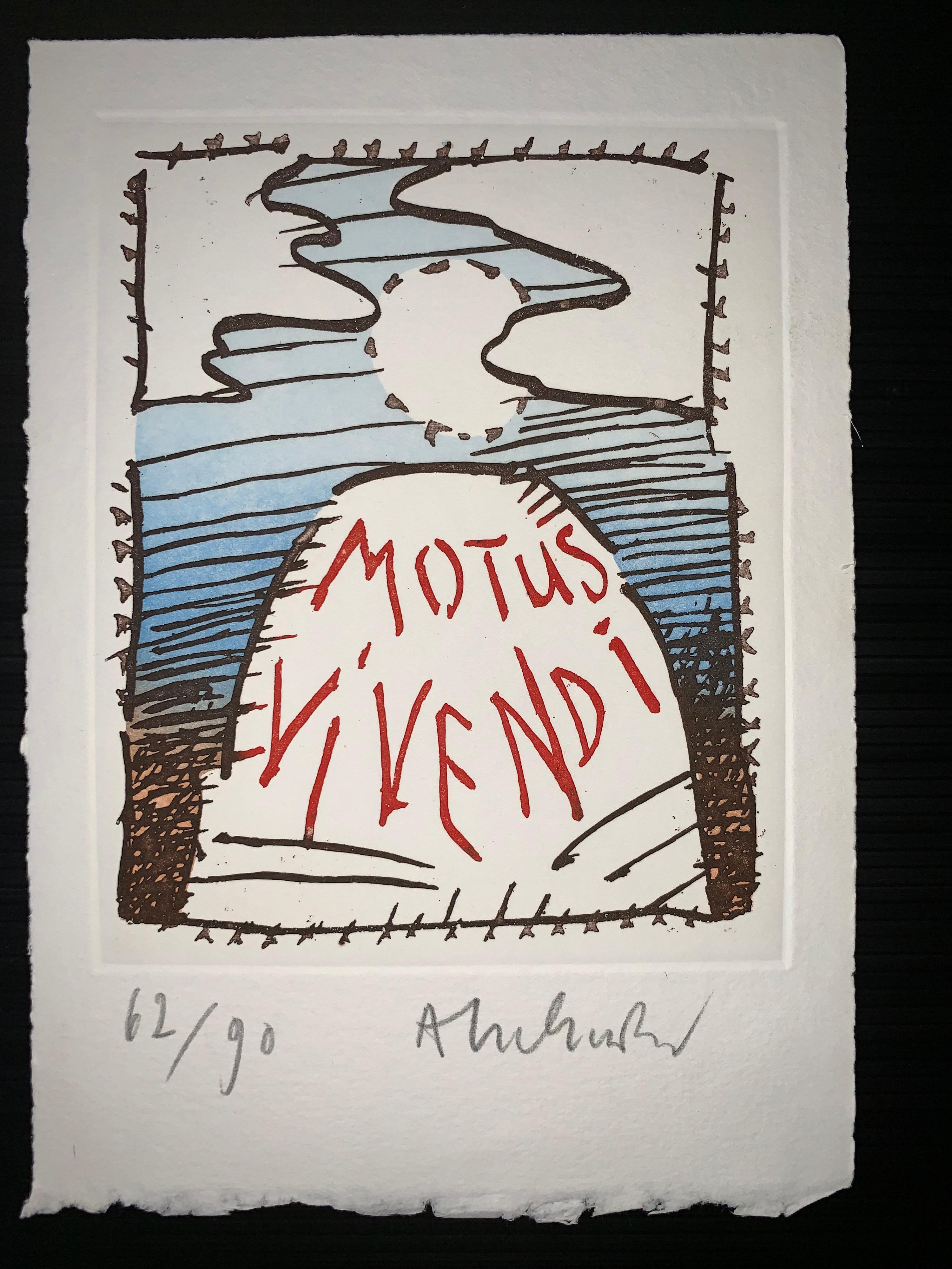 Motus Vivendi - Etching - Pierre Alechinksy - 2008 - numbered - edition 90- 2008 - Print by Pierre Alechinsky 