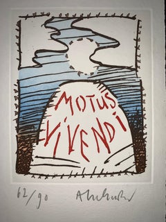 Motus Vivendi - Aguafuerte - Pierre Alechinksy - 2008 - numerado - edición 90- 2008