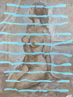 Gli uomini della sua vita - ritratto di donna nuda in beige, grigio e turchese