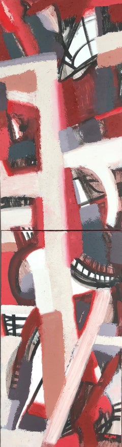 Topography from the Vertical Series - abstract art in red, black and burgundy