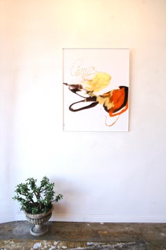 Composizione III Sasha - arte d'astrazione, realizzata in nero, arancione, giallo e bianco