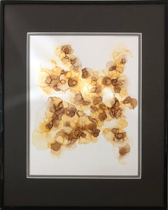 Molecule - abstraction art, made in yellow, vanilla, brown, caramel color