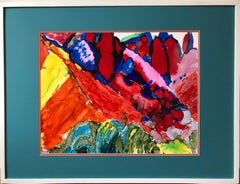 Paysage de montagne inspiré par M. Saryan, fabriqué en jaune, orange, rouge, bleu et turquoise