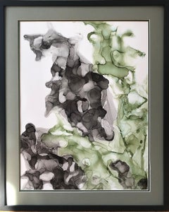 Seahorse-abstraction art, made in grey, black, green, olive color