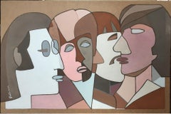 The Beatles - abstract painting, made in pink, brown, beige, grey, white color