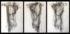Bulls (triptych) - expressive line drawing 