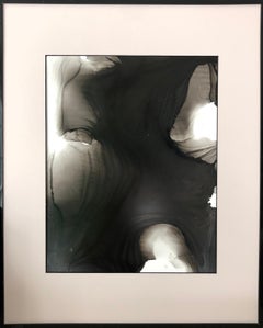 Other Worlds - abstraction art, made in black, grey, beige colors