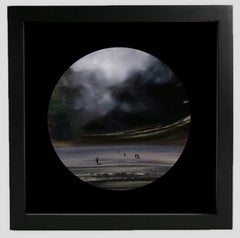Observer clouds (circle) - landscape with beige, grey, black and white color