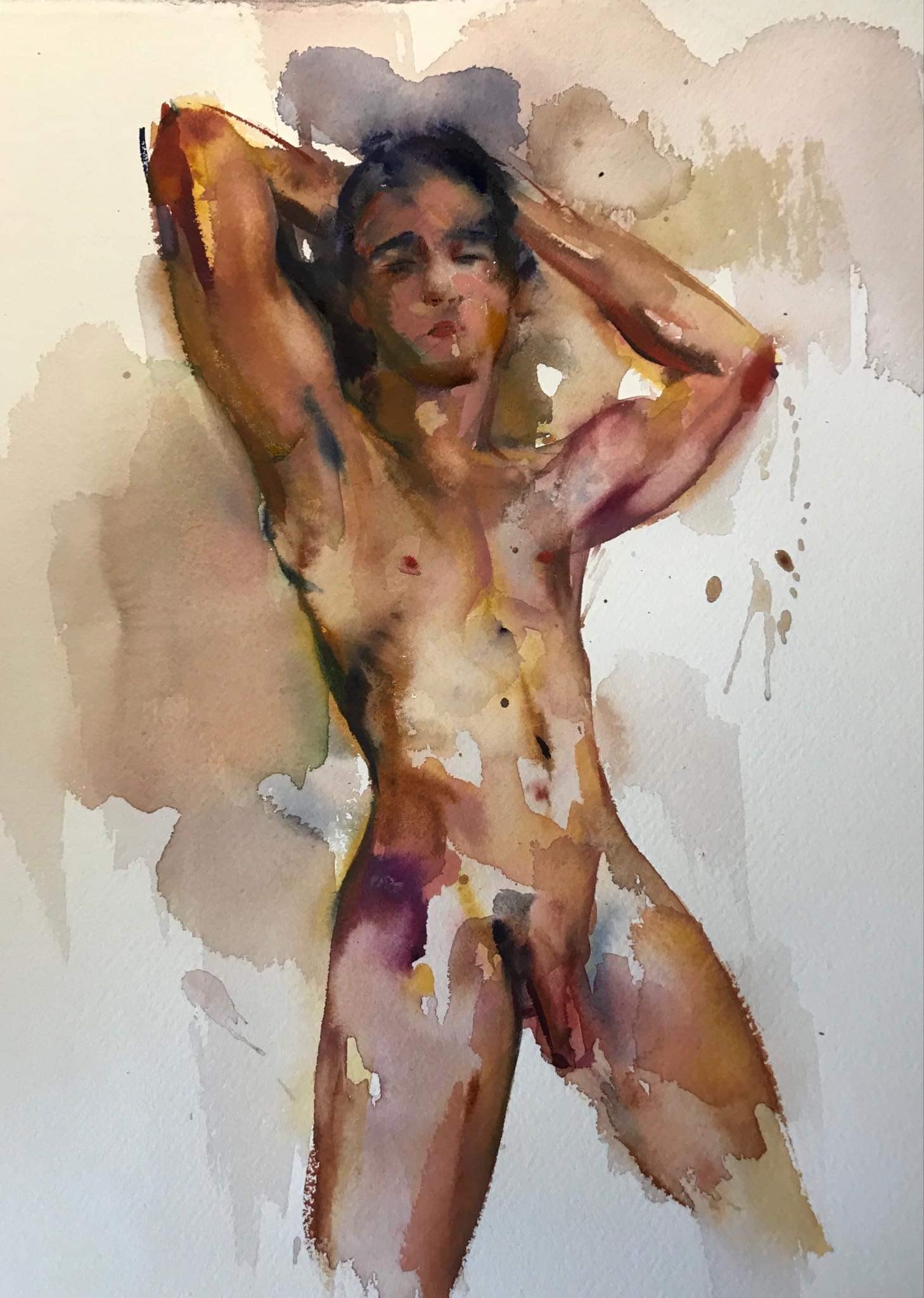 The man - nude male figure made in beige, pink, black color