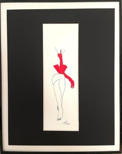 Silence - line drawing figure with red gloves