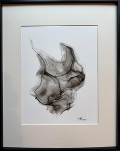 The Bull - abstract painting, made in black, grey color, 2025