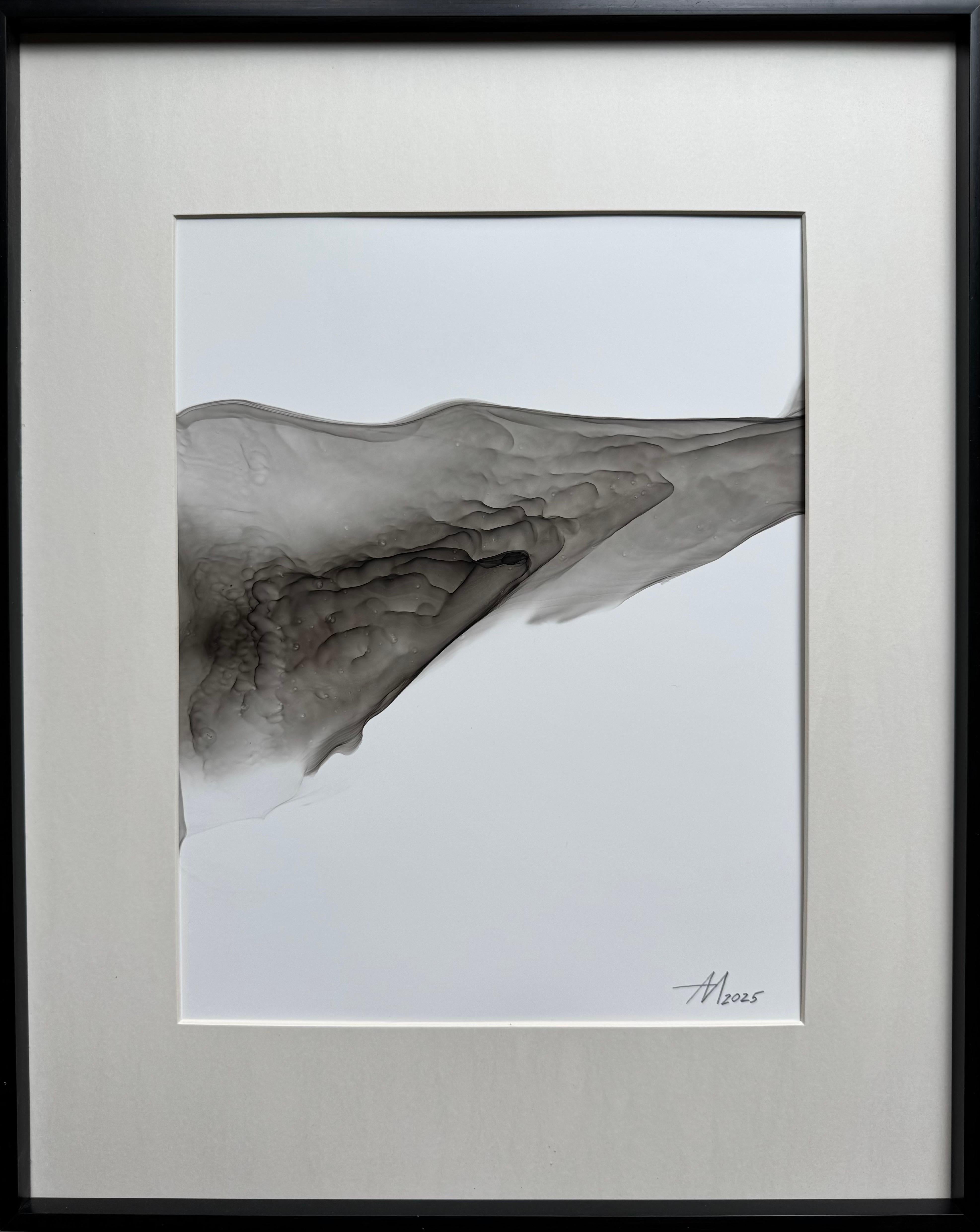 Horizon - quadro astratto, realizzato in nero, grigio, beige, 2025