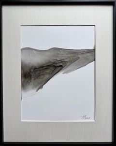 Horizon - peinture abstraite, réalisée en noir, gris, beige, 2025